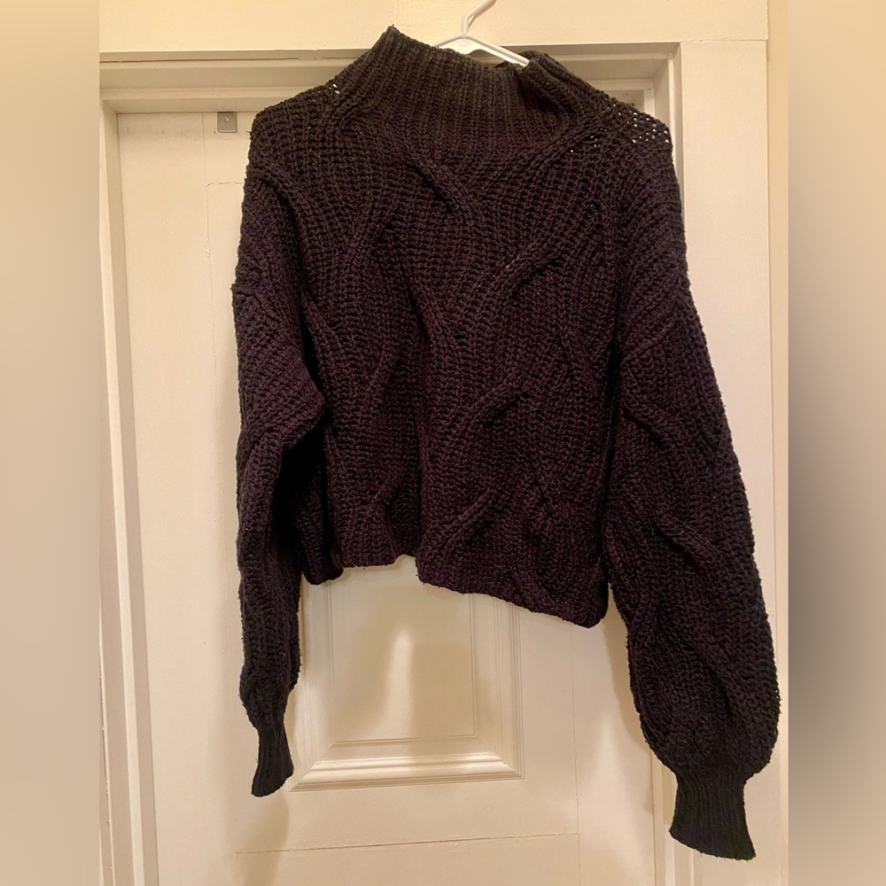Black Free People Knit Cropped Sweater